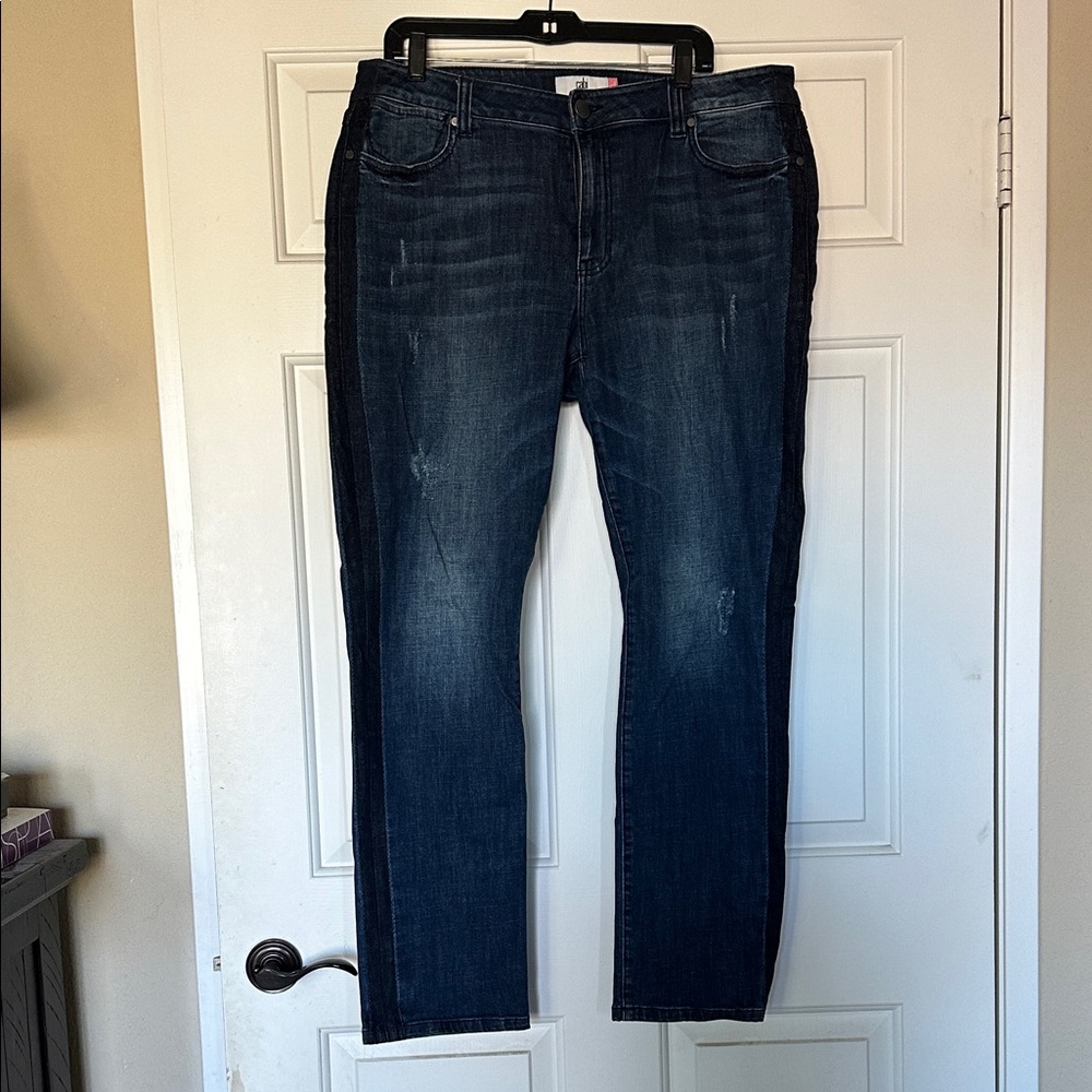 CAbi Dark Blue Denim Jeans, High Straight, Tuxedo